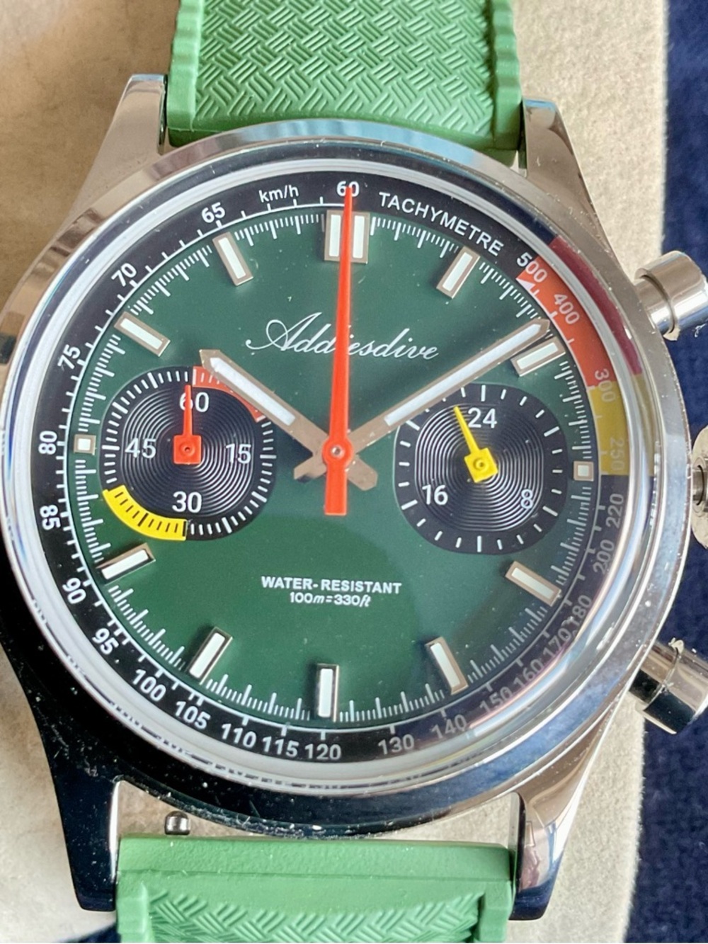NIB Colorful Addiesdive Sport Diving Chronograph Domed Crystal